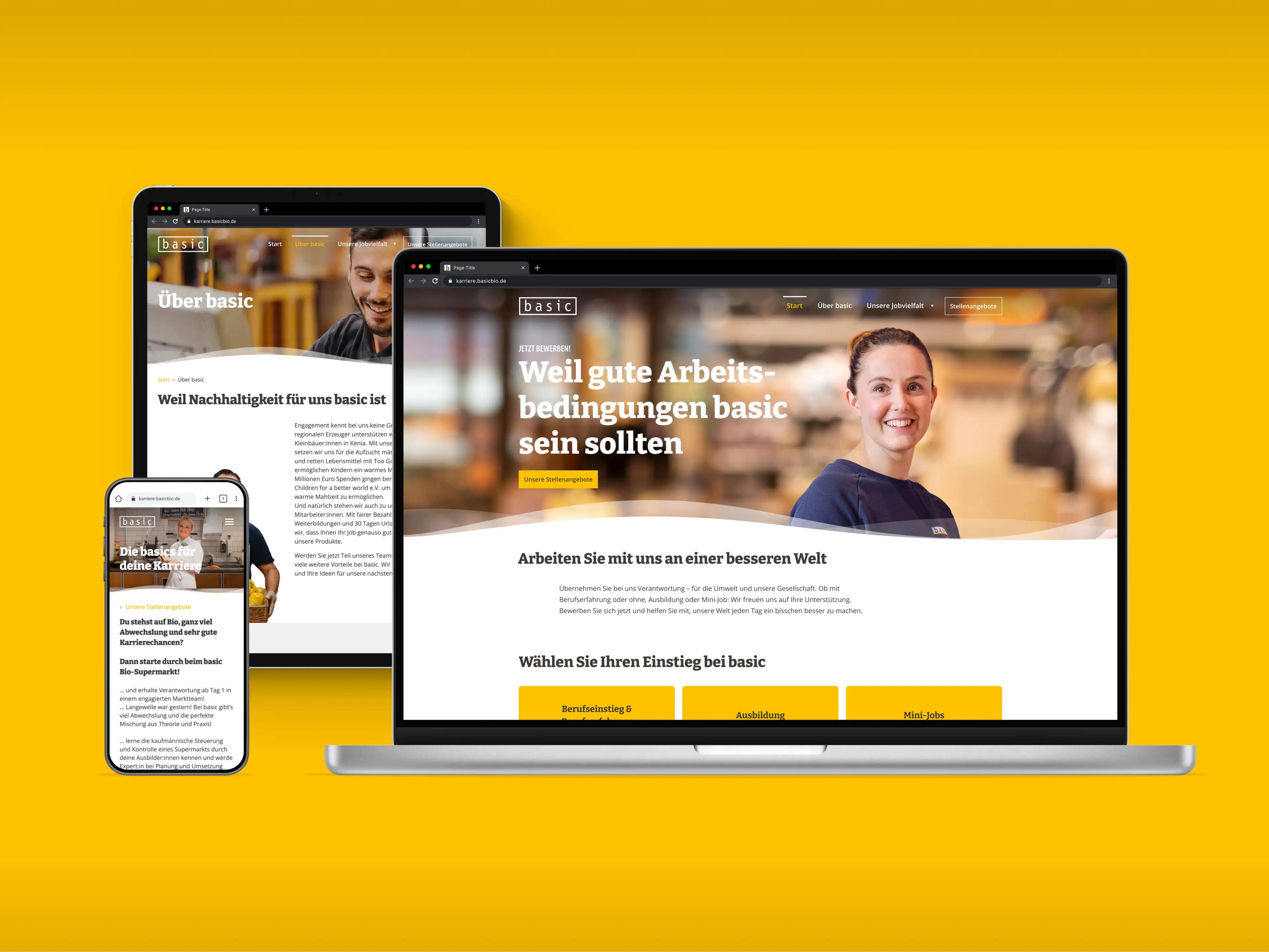 Basic Webseite in verschiedenen Views