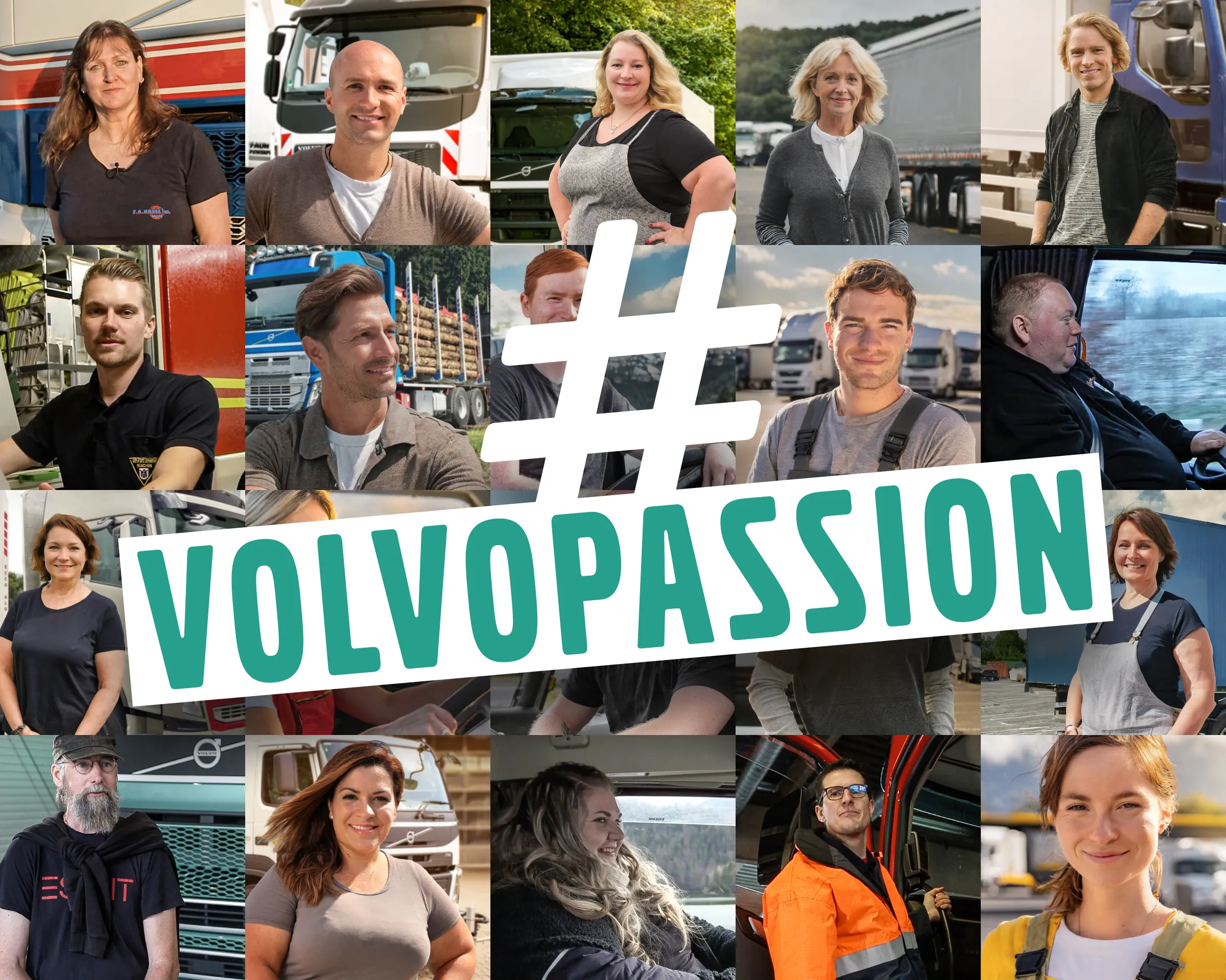 Volvo Passion Logo auf einer &Uuml;bersicht von Menschen